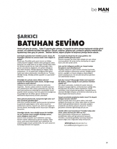 beMAN Magazine Mayıs 2018 Batuhan Sevimo Röportajı